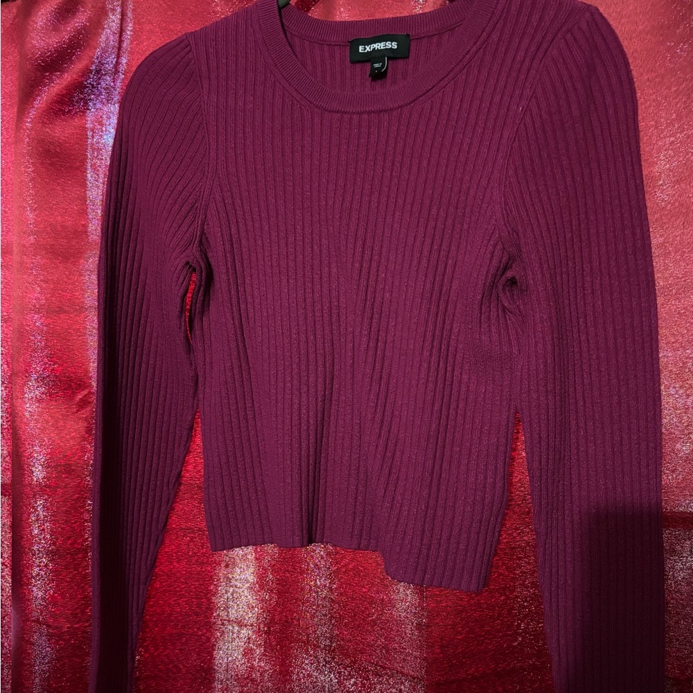 Express Women's Ribbed Burgundy Top